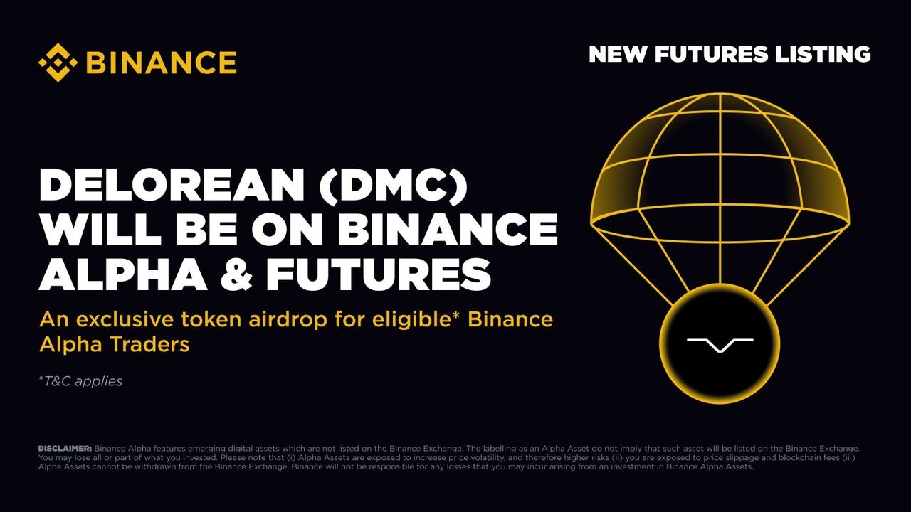 Binance Alpha và Futures sẽ niêm yết DMC (DeLorean)  vào ngày 24/6/2025!