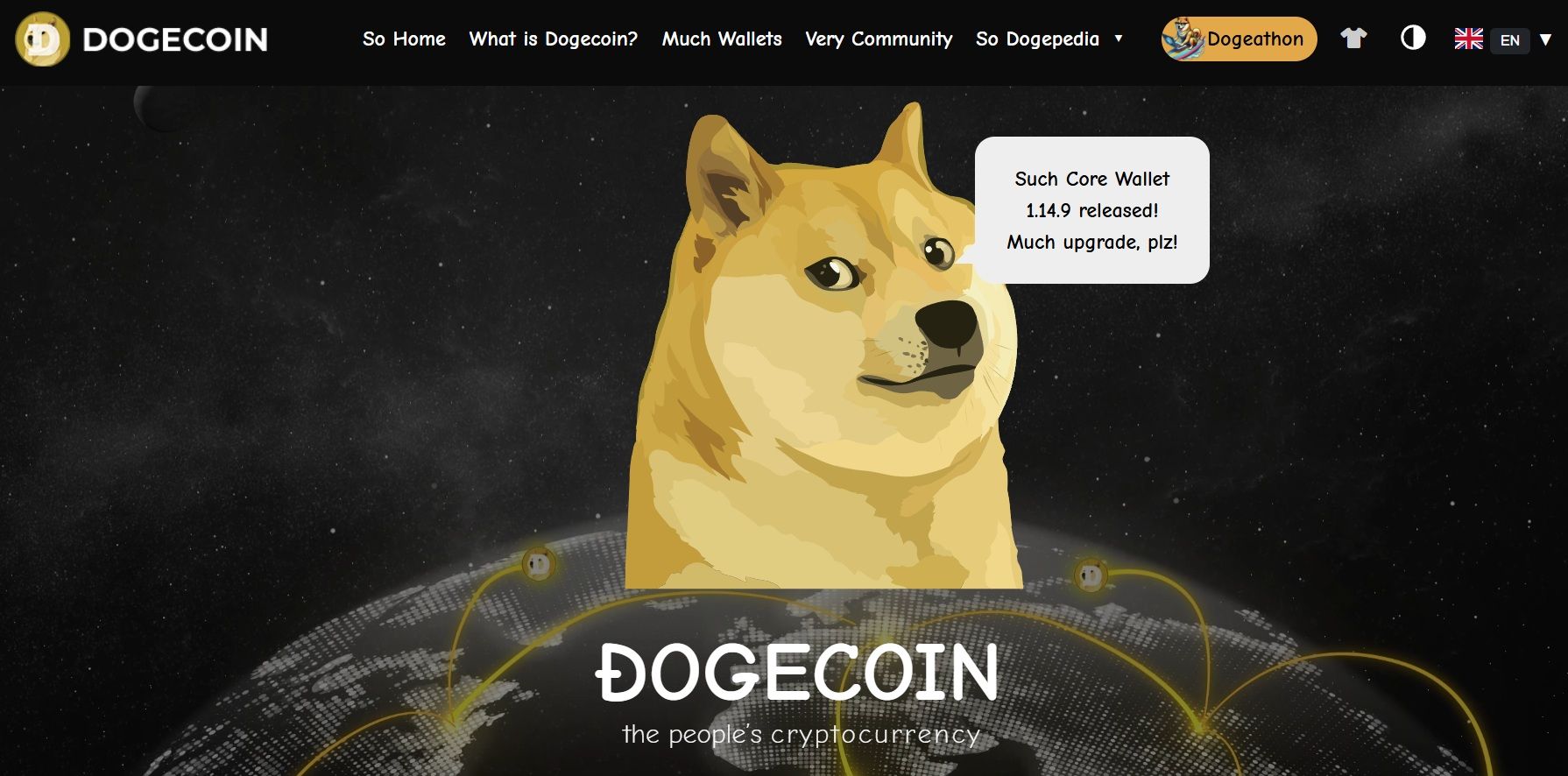 Giao diện Website dự án Dogecoin