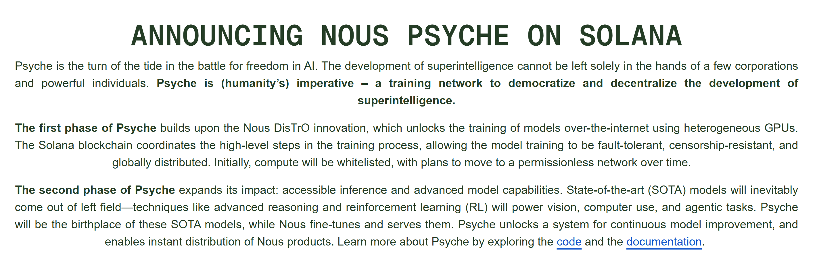 Nous Research công bố Nous Psyche trên Solana - theo Nous Research