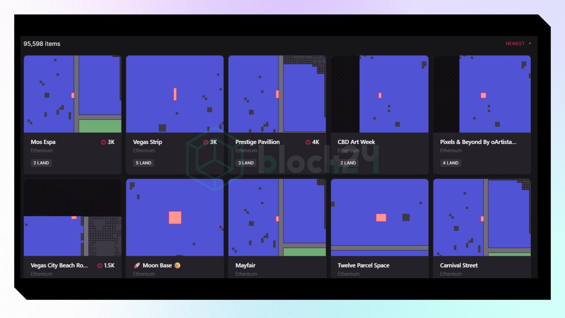 Một số vùng đất ảo trên Decentraland