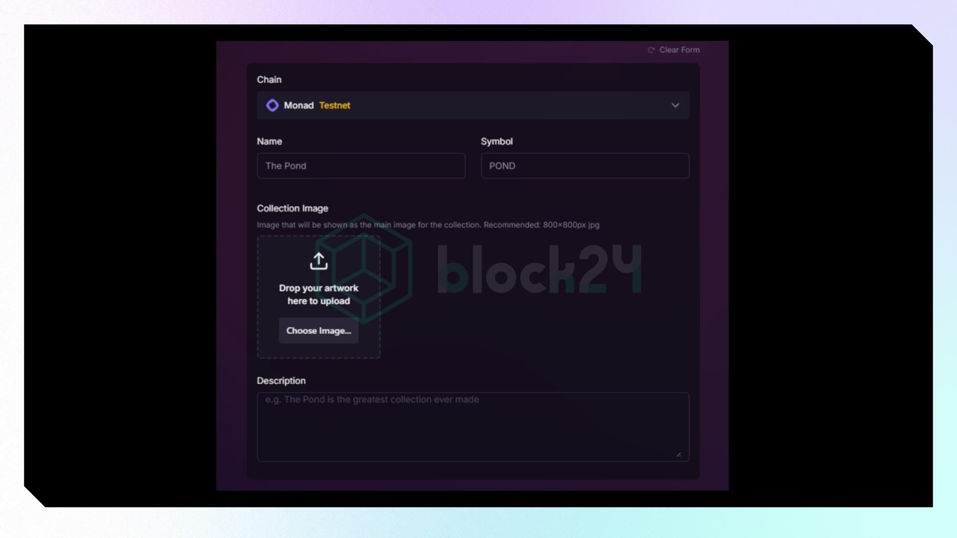 Chọn Chain muốn sử dụng, sau đó điền các thông tin yêu cầu