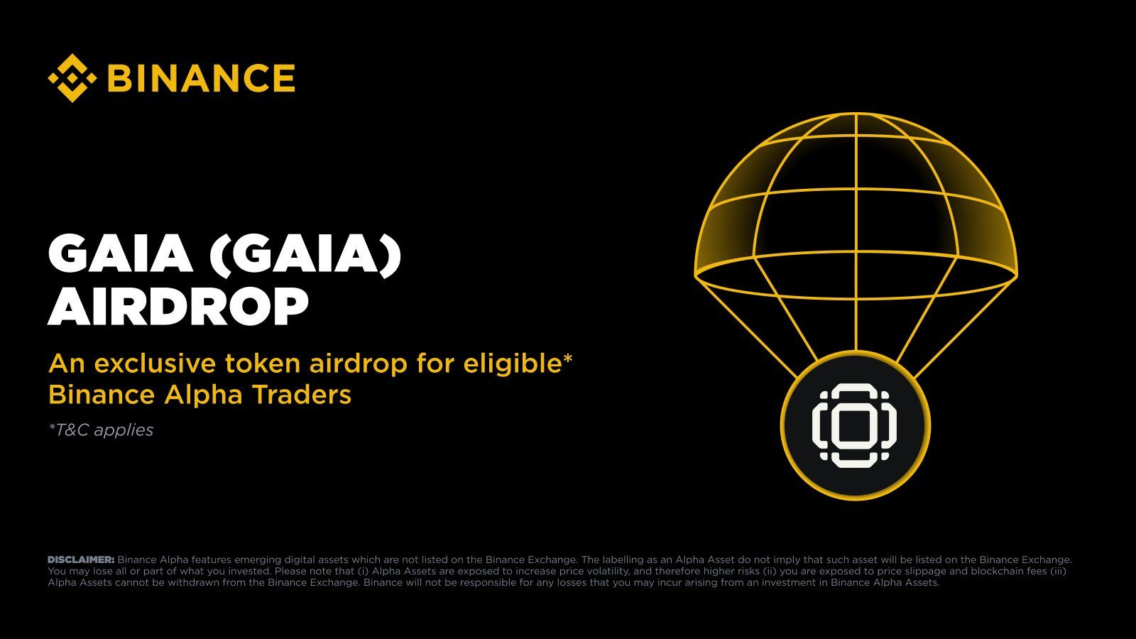 Binance Alpha sẽ airdrop GAIA và RHEA vào ngày 30/7/2025