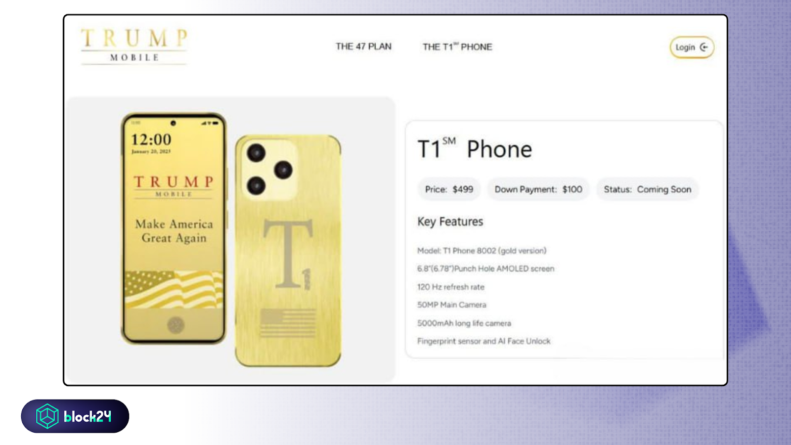 Hình ảnh ban đầu của T1 Phone