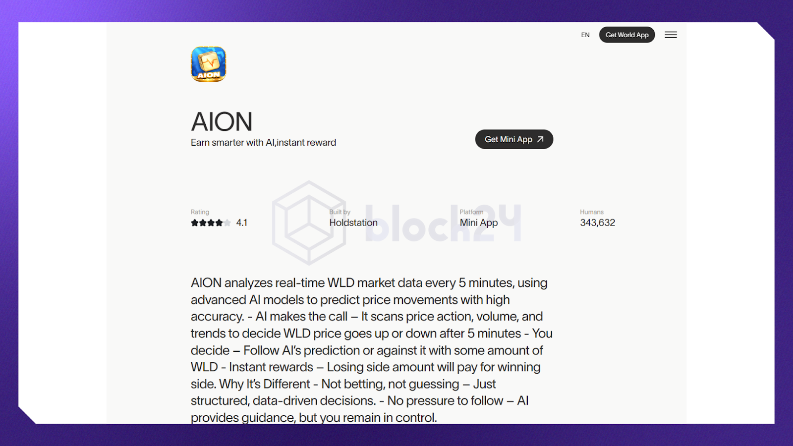 Miniapps dự đoán giá WLD trên World App