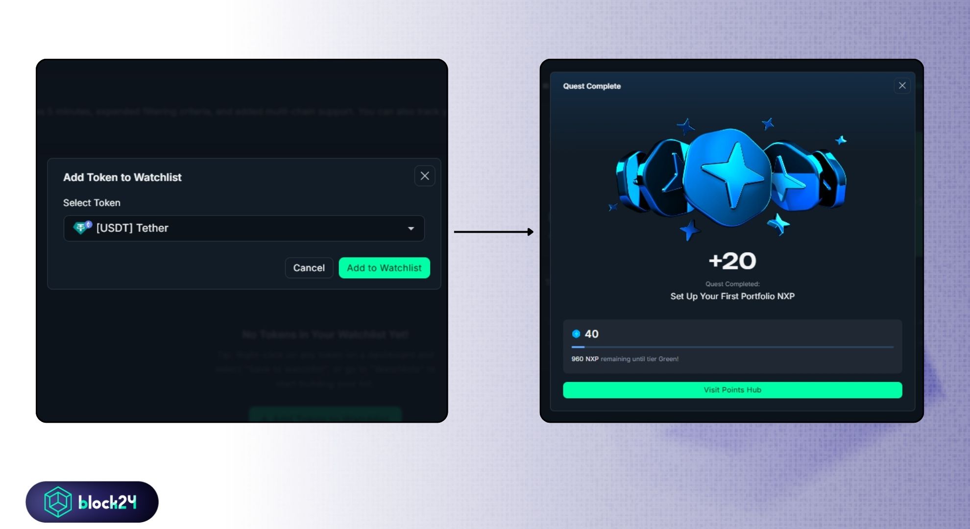 Thêm token vào watchlist và nhận NXP