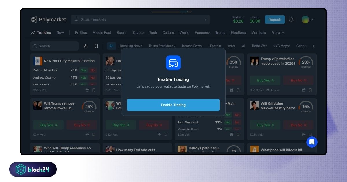 Bật Enable Trading