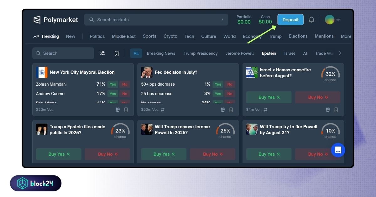 Bấm vào nút Deposit