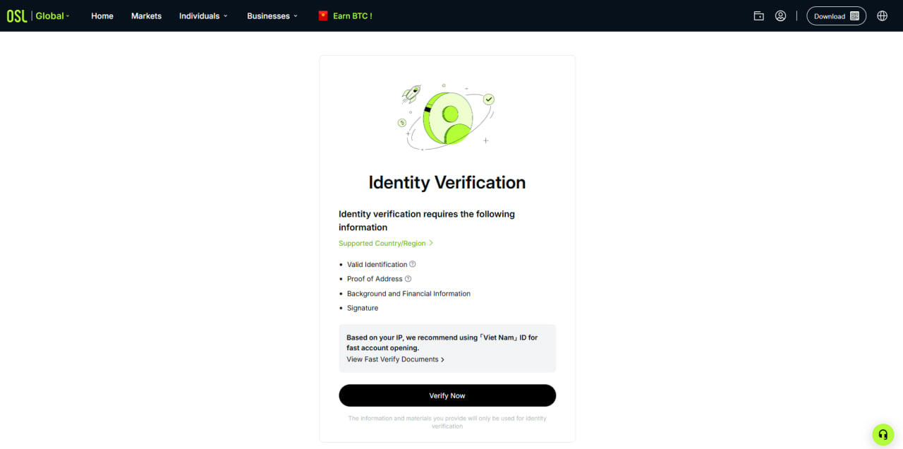 Nhấp Verify Now