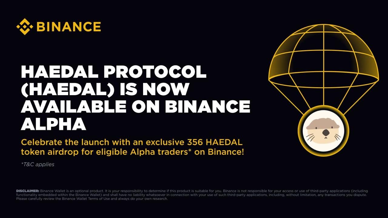 Binance Wallet công bố ngưỡng điểm Alpha points cần có để nhận airdrop HAEDAL - nguồn: Binance Announcement