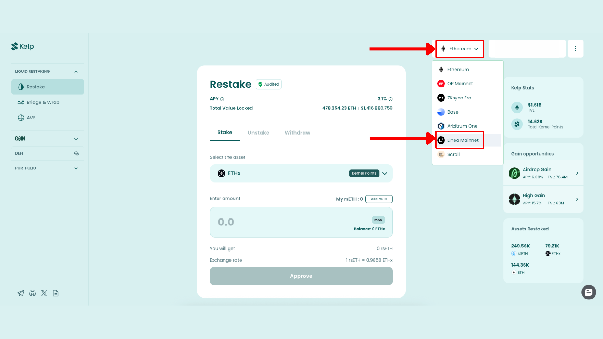 tương tác dApp trên Linea