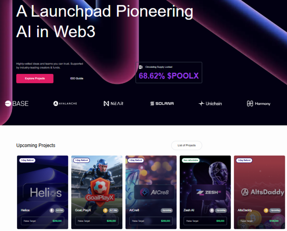 Giao diện Website Poolz Finance