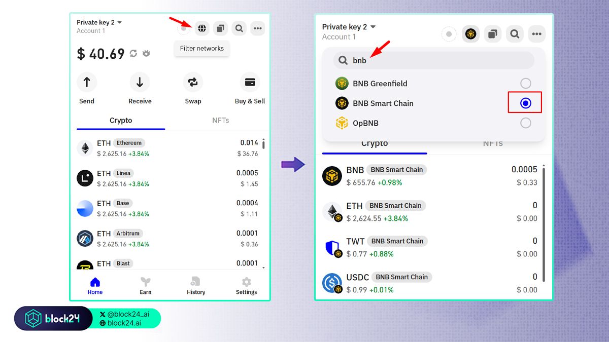 Các bước kết nối Trust Wallet với Binance Smart Chain