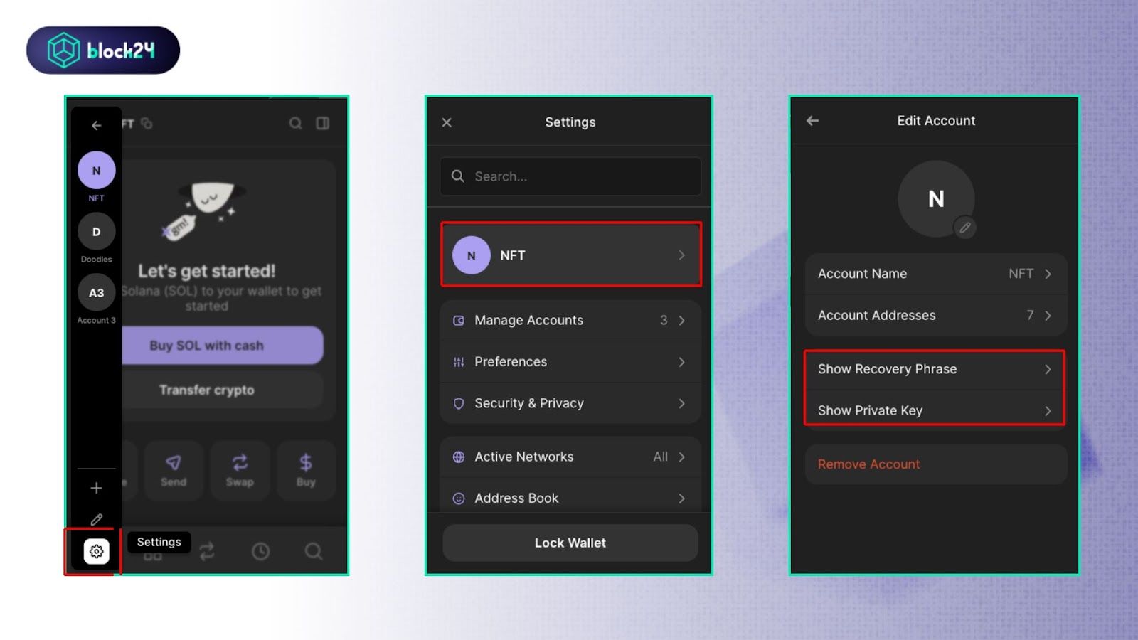 Lấy Seed Phrase/Private Key từ Phantom