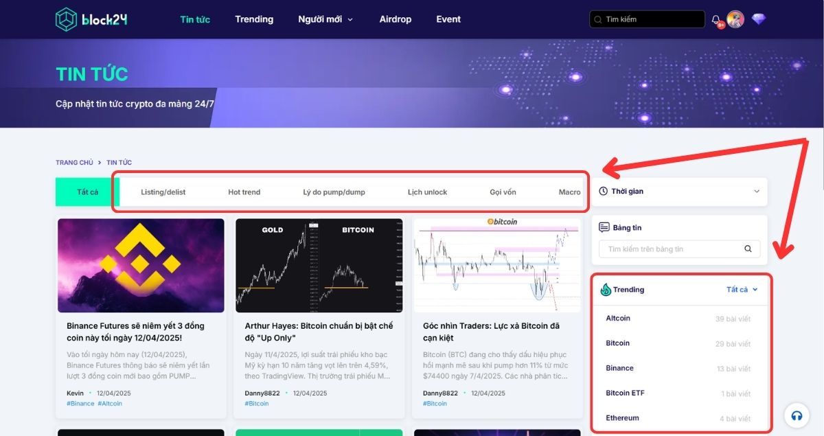 Kênh tin tức Crypto nhanh trên block24.ai