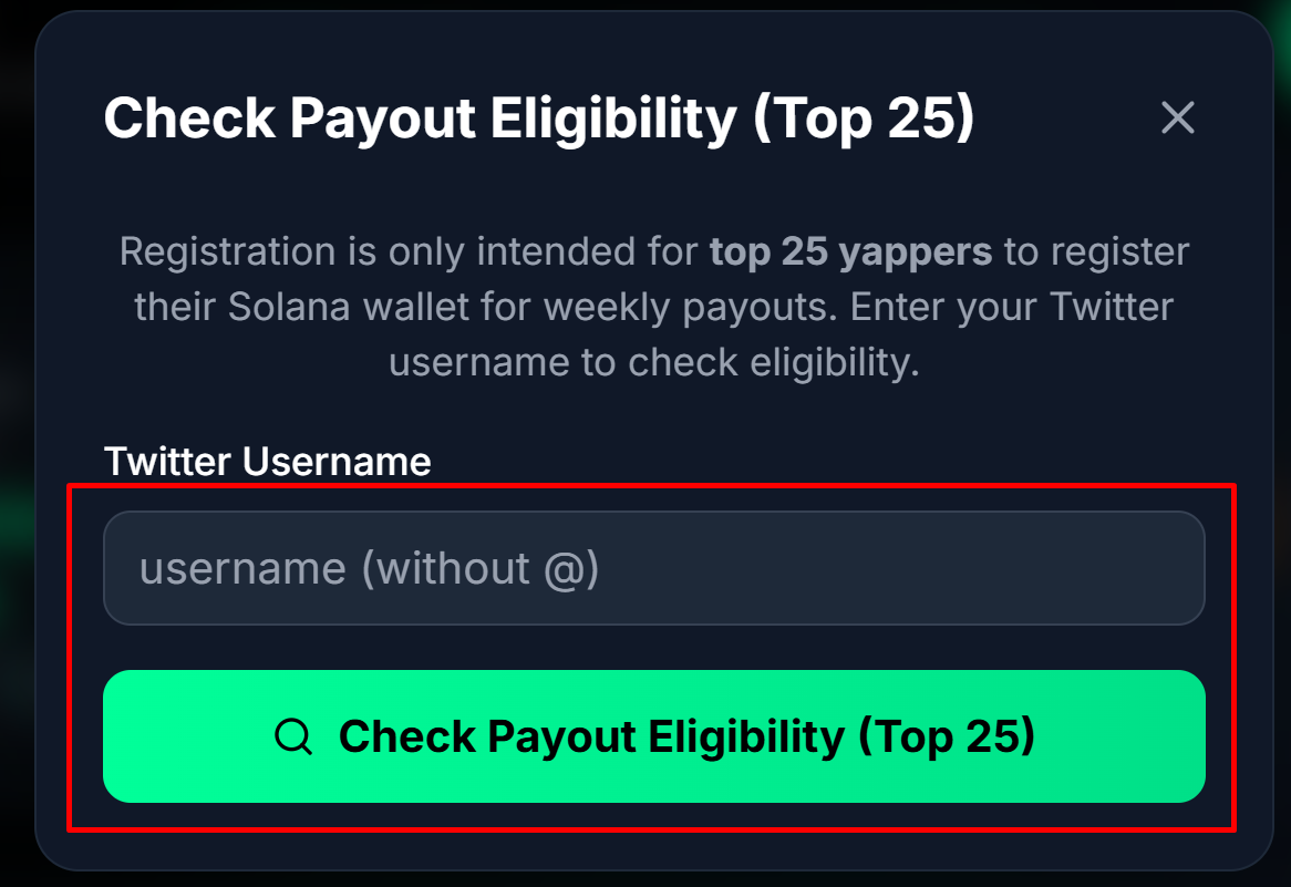 Nhập X user name và check Eligibility
