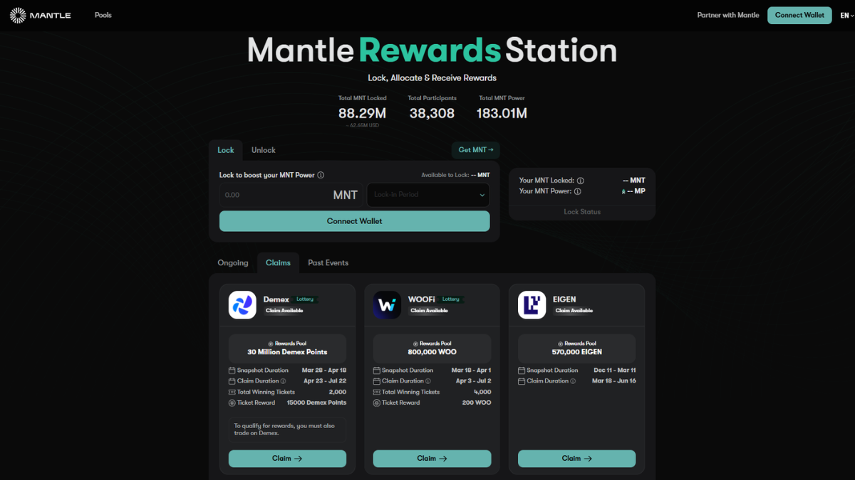 Stake MNT để nhận thưởng từ Rewards Station