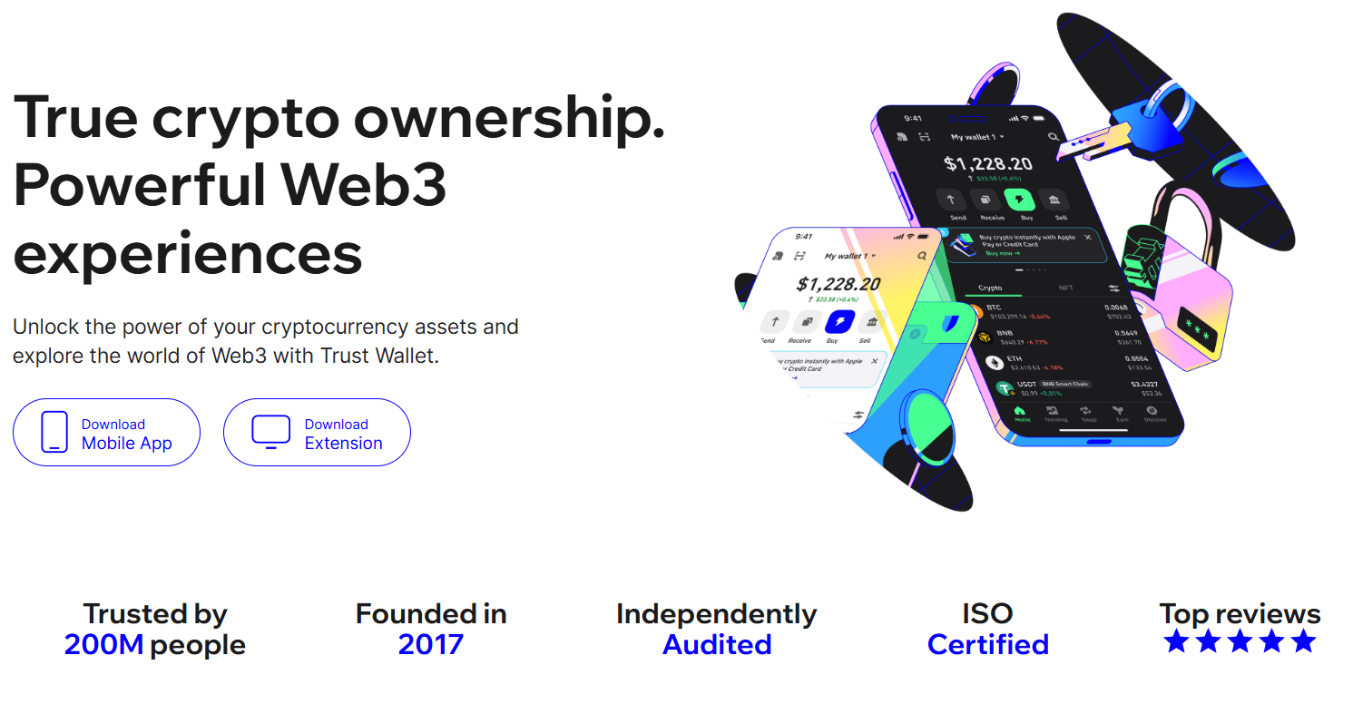 Giao diện trang chủ của Trust Wallet