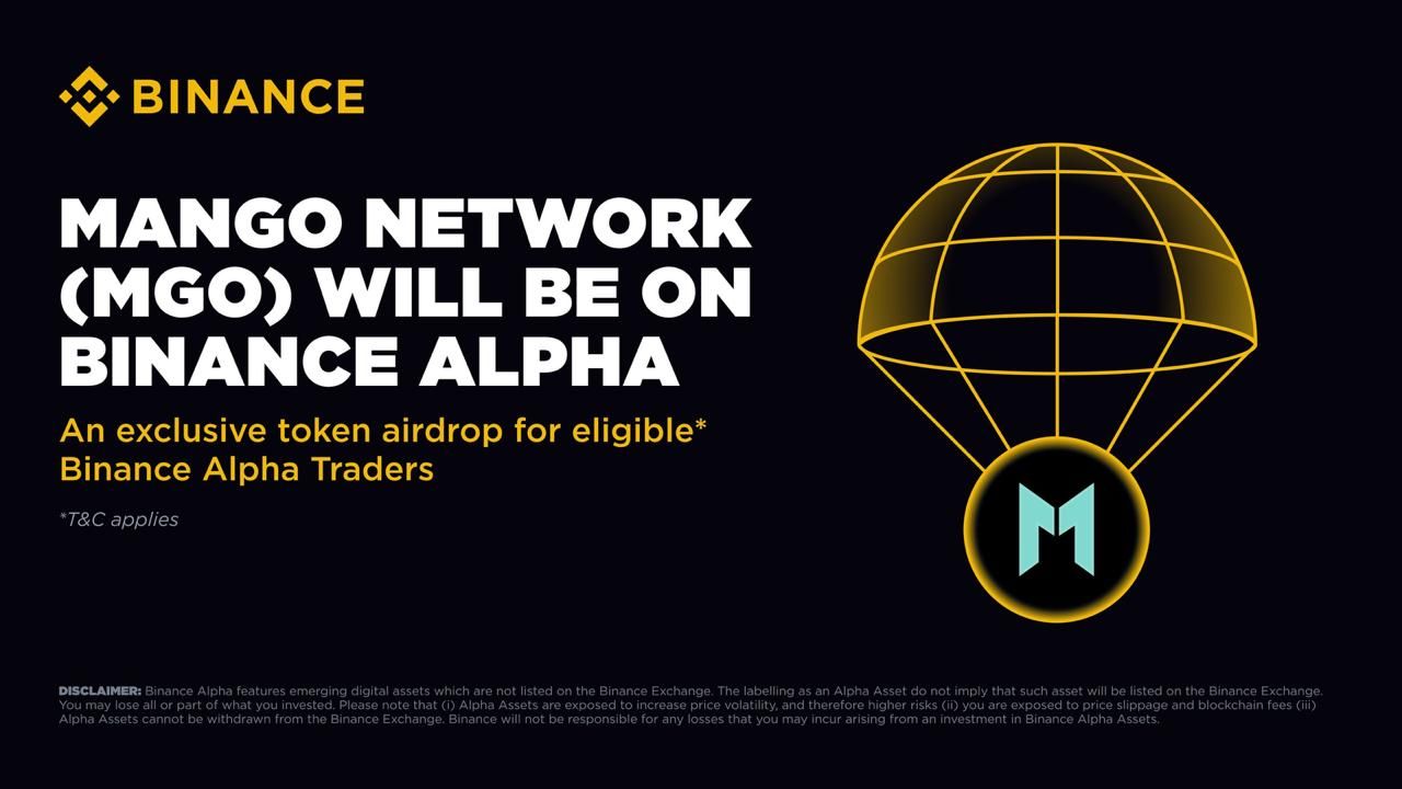 Binance Alpha sẽ airdrop MGO (Mango Network) vào ngày 24/6/2025!