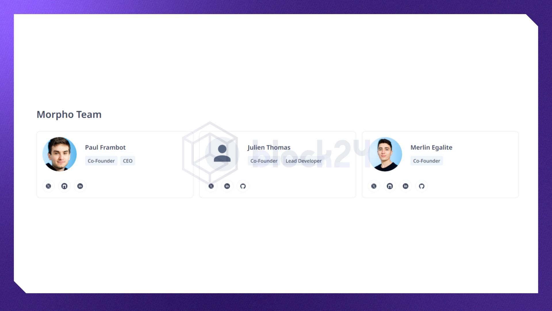 Các thành viên chủ chốt của Morpho (Nguồn: cryptorank.io)