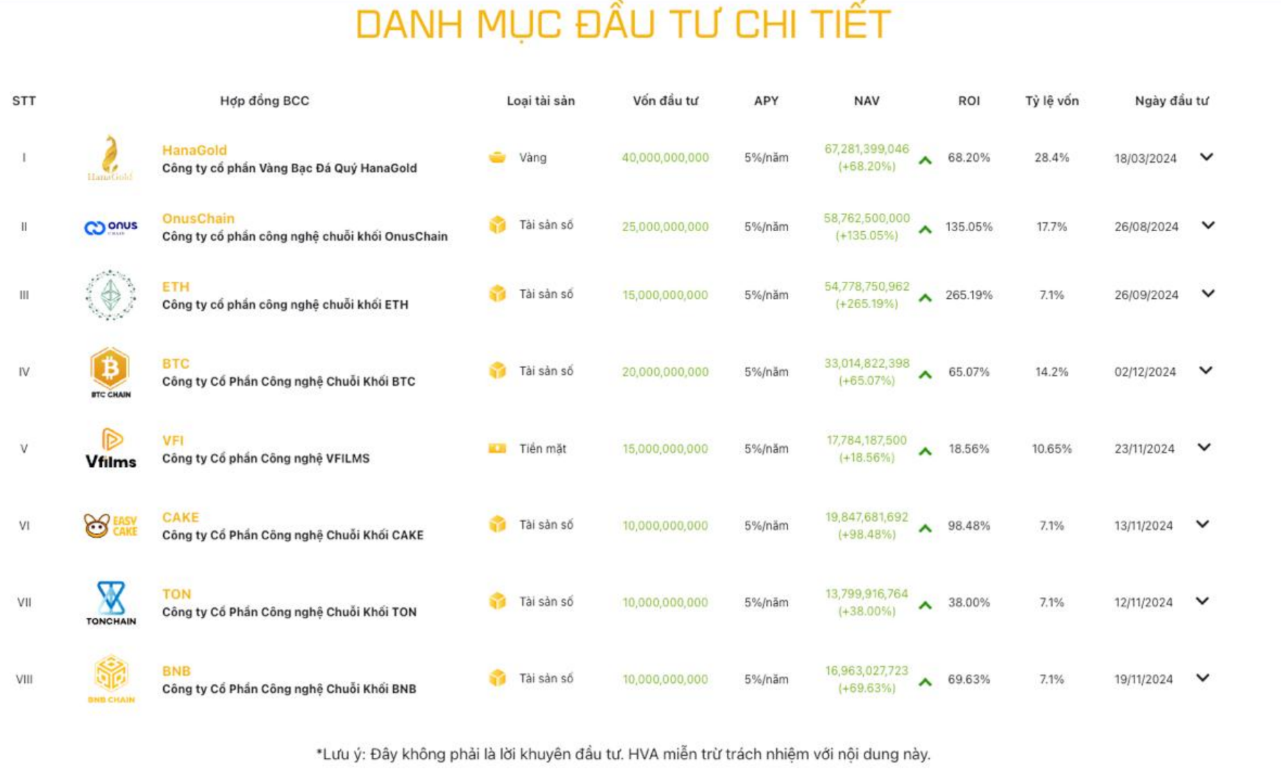 Danh mục đầu tư của công ty HVA liên quan nhiều đến tài sản số (Crypto)