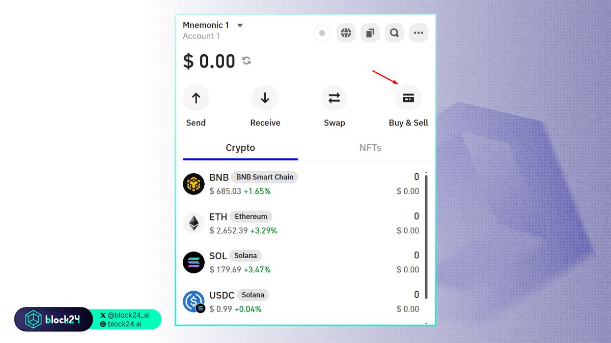 Vào phần Buy & Sell để bắt đầu mua/bán coin