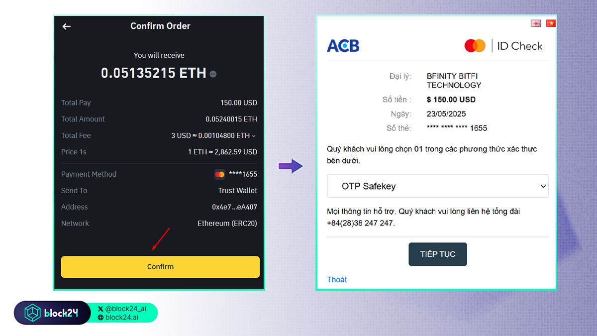 Hoàn tất thanh toán mua coin