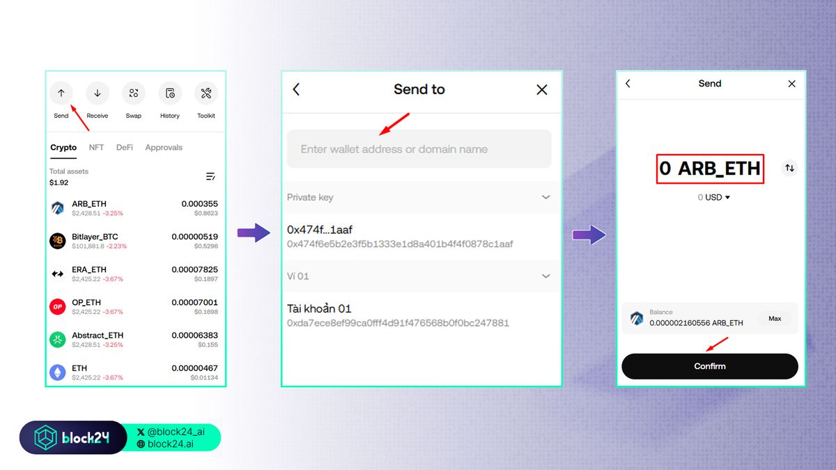Các bước chuyển tiền từ OKX wallet sang MetaMask