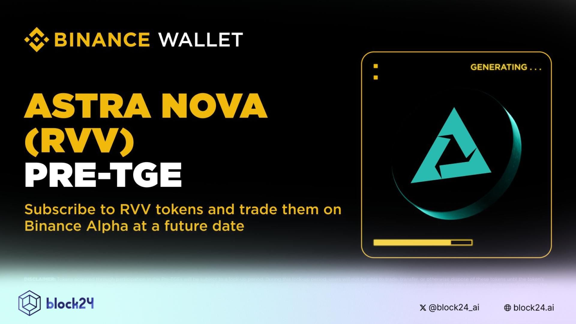 Binance Wallet giới thiệu Pre-TGE của Astra Nova (RVV)