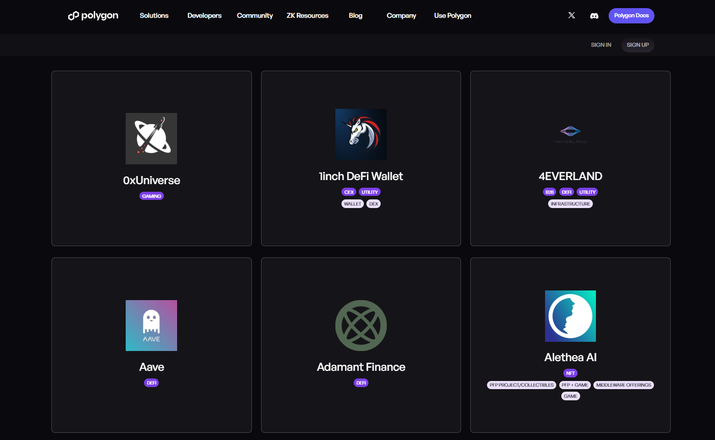 Một số dApp trên Polygon (Nguồn: Polygon ecosystem)