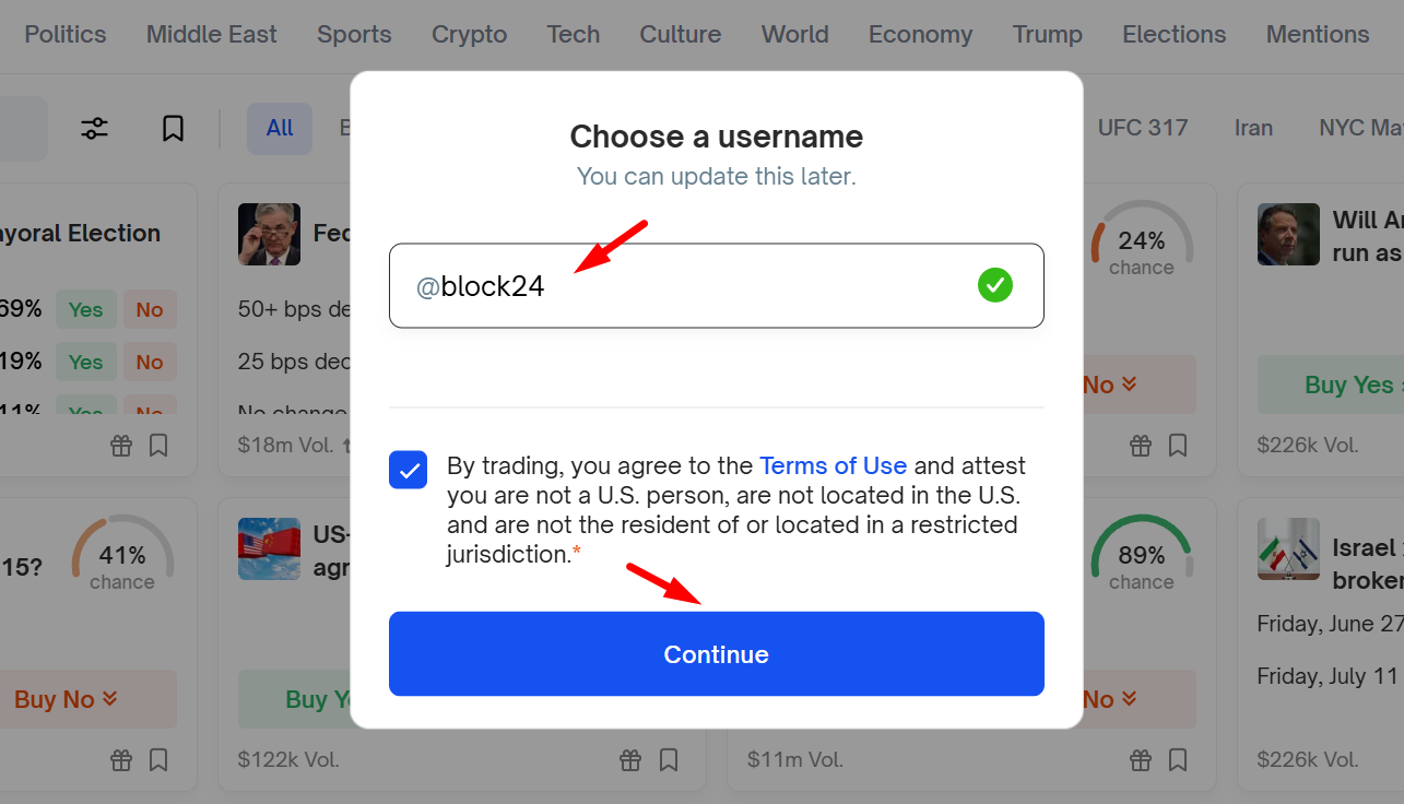 Điền username