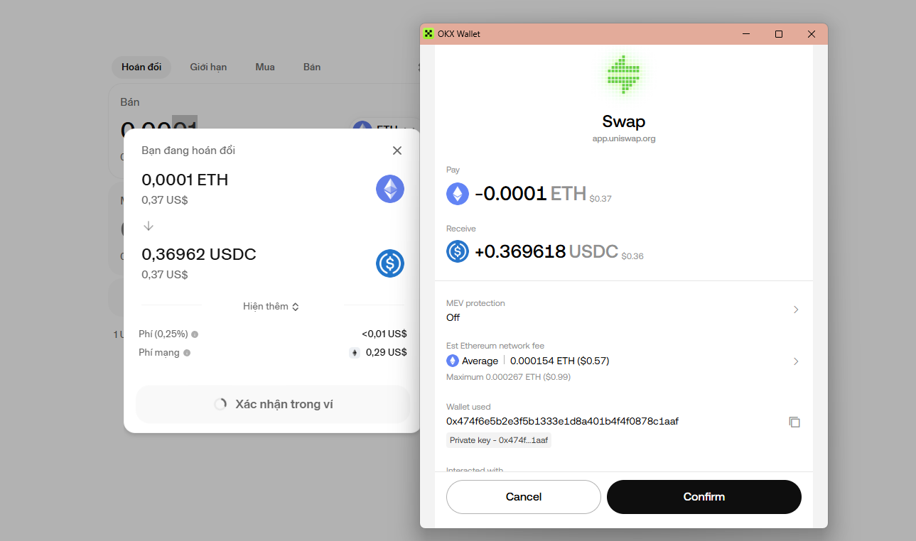 Ký giao dịch để xác nhận swap token
