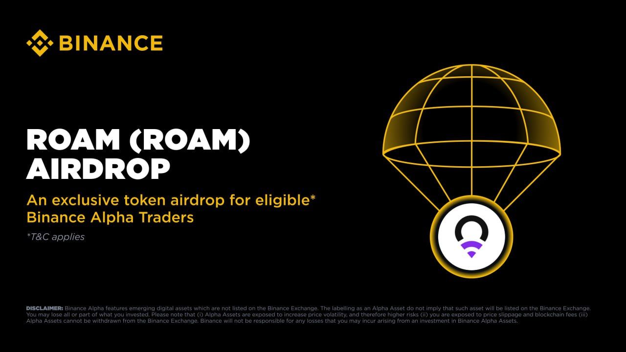 Binance Alpha sẽ airdrop ROAM vào ngày 13/6/2025!