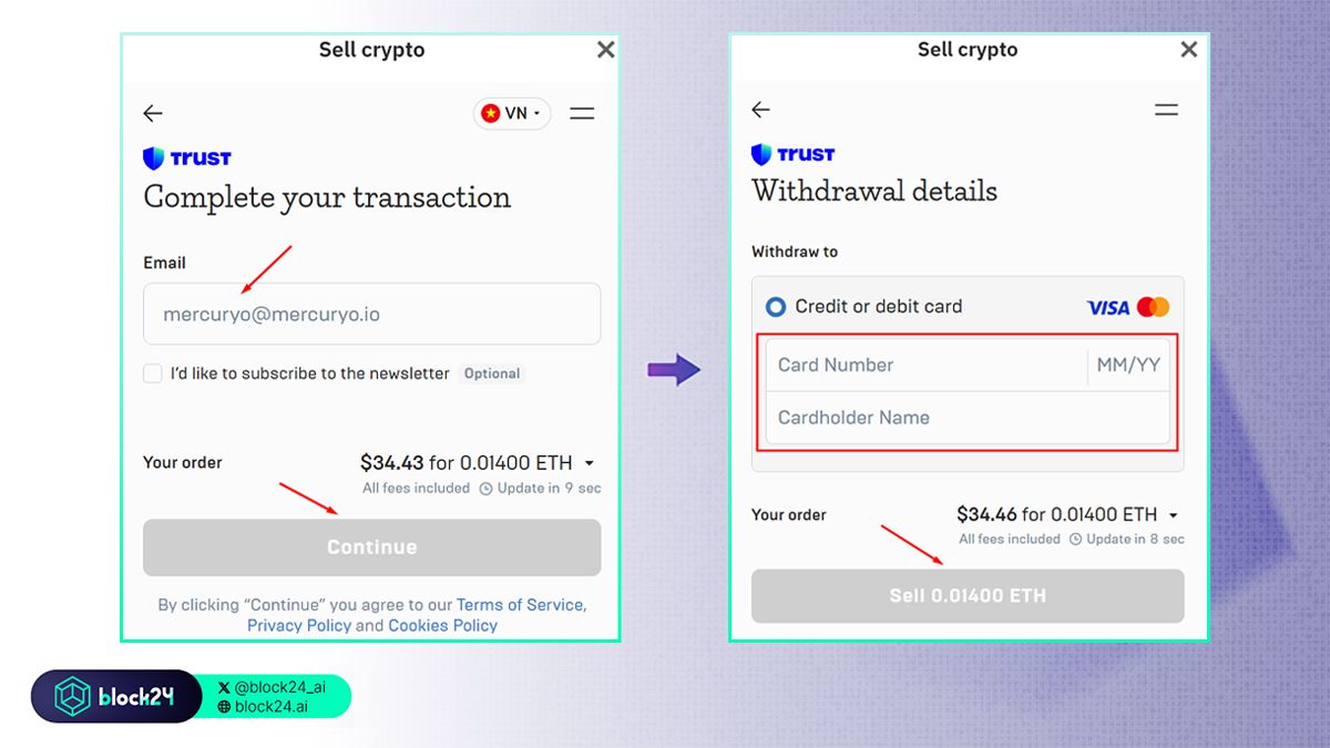 Tạo tài khoản và điền thông tin để bán coin
