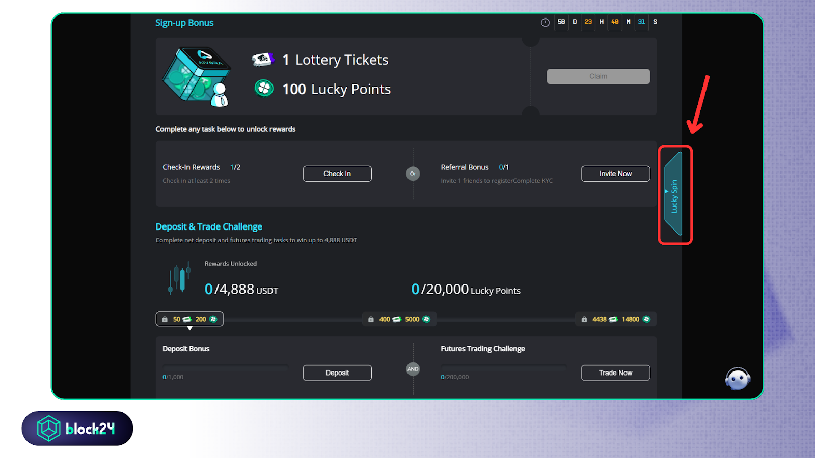 Chuyển sang phần Lucky spin