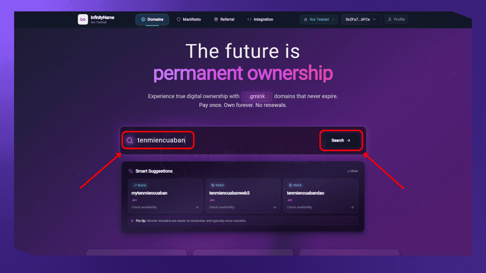 Chọn tên miền mà bạn muốn sở hữu