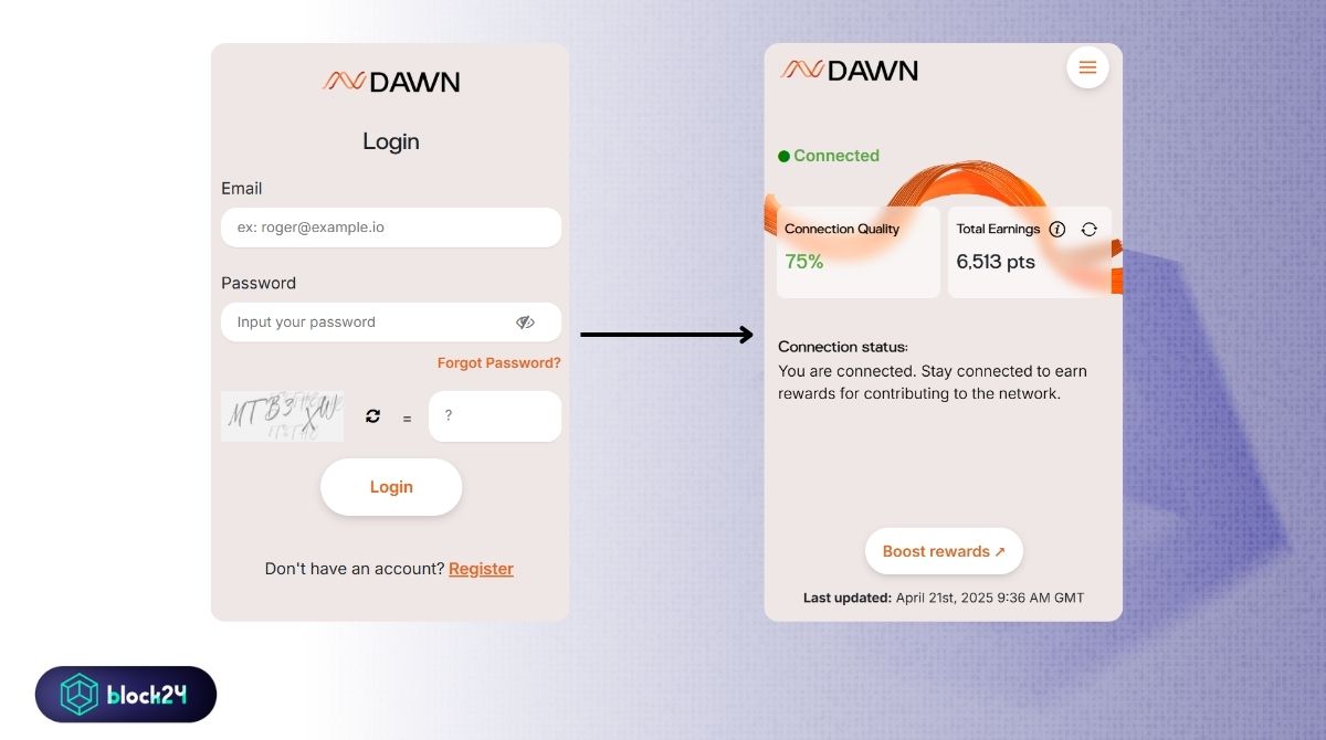 Đăng nhập vào DAWN extension
