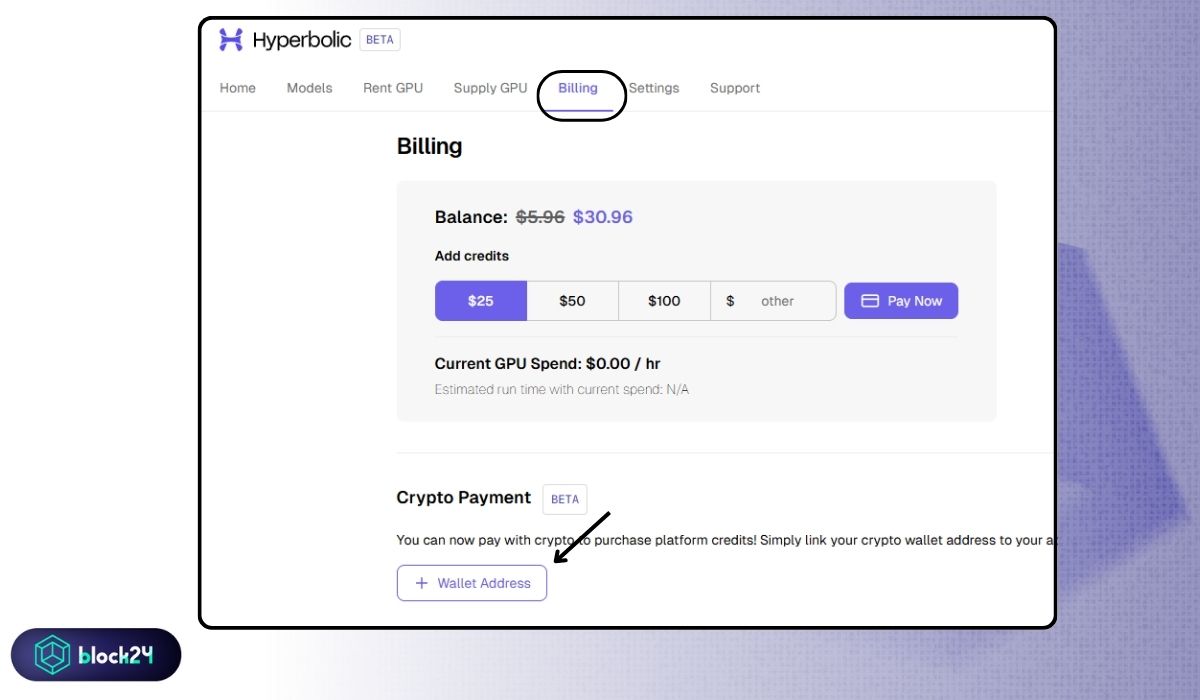 Truy cập mục Billing