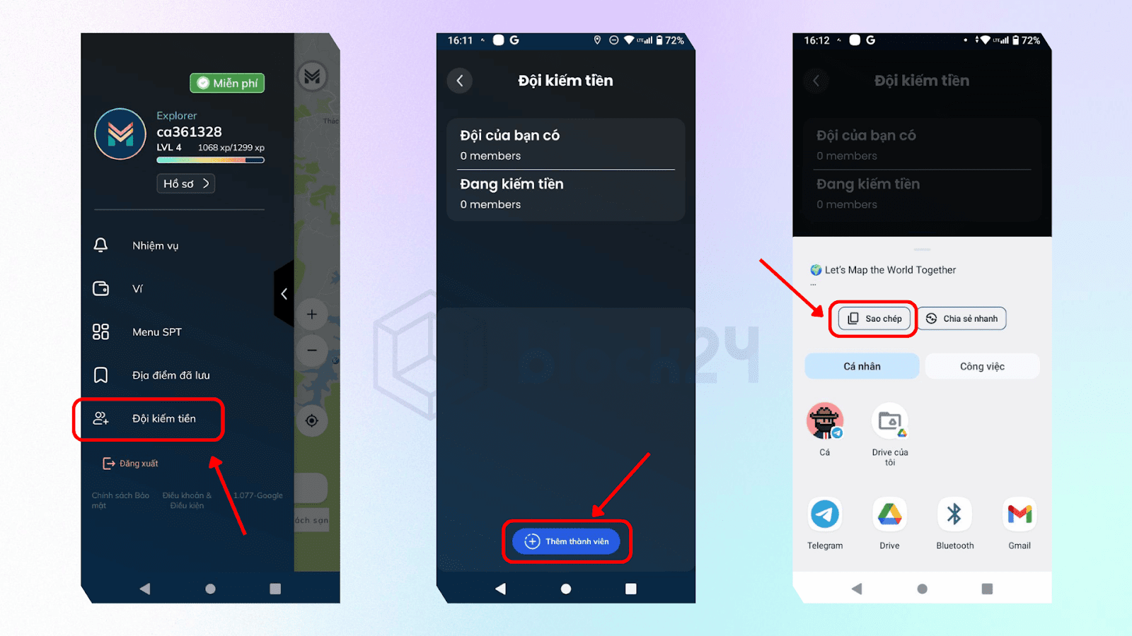 Lấy mã mời MapMetrics