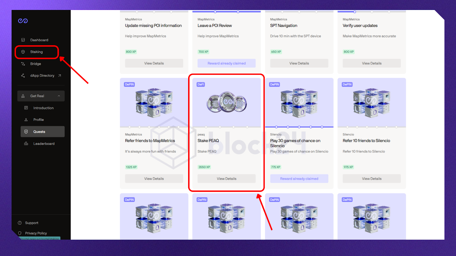 Nhiệm vụ Stake PEAQ