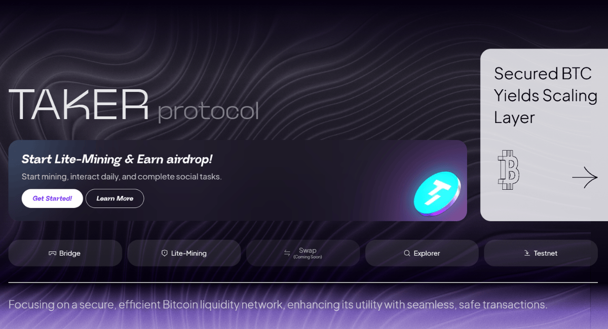 Trang chủ của Taker Protocol