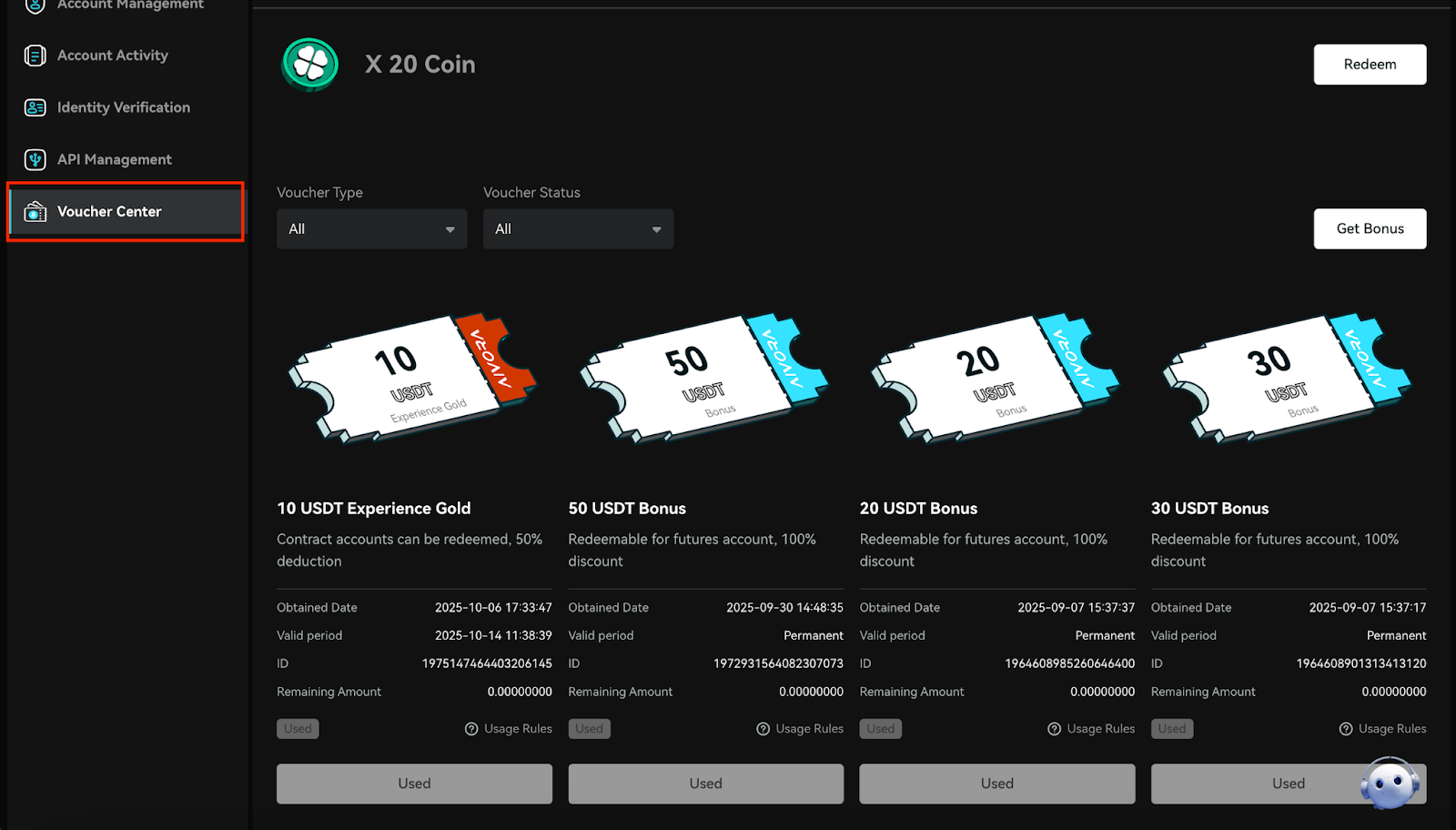 Kích hoạt vouchers