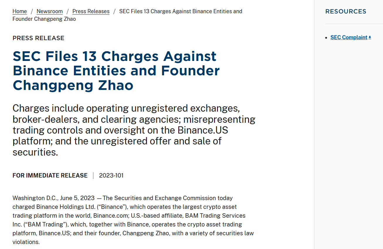 SEC kiện Binance US với 13 cáo buộc