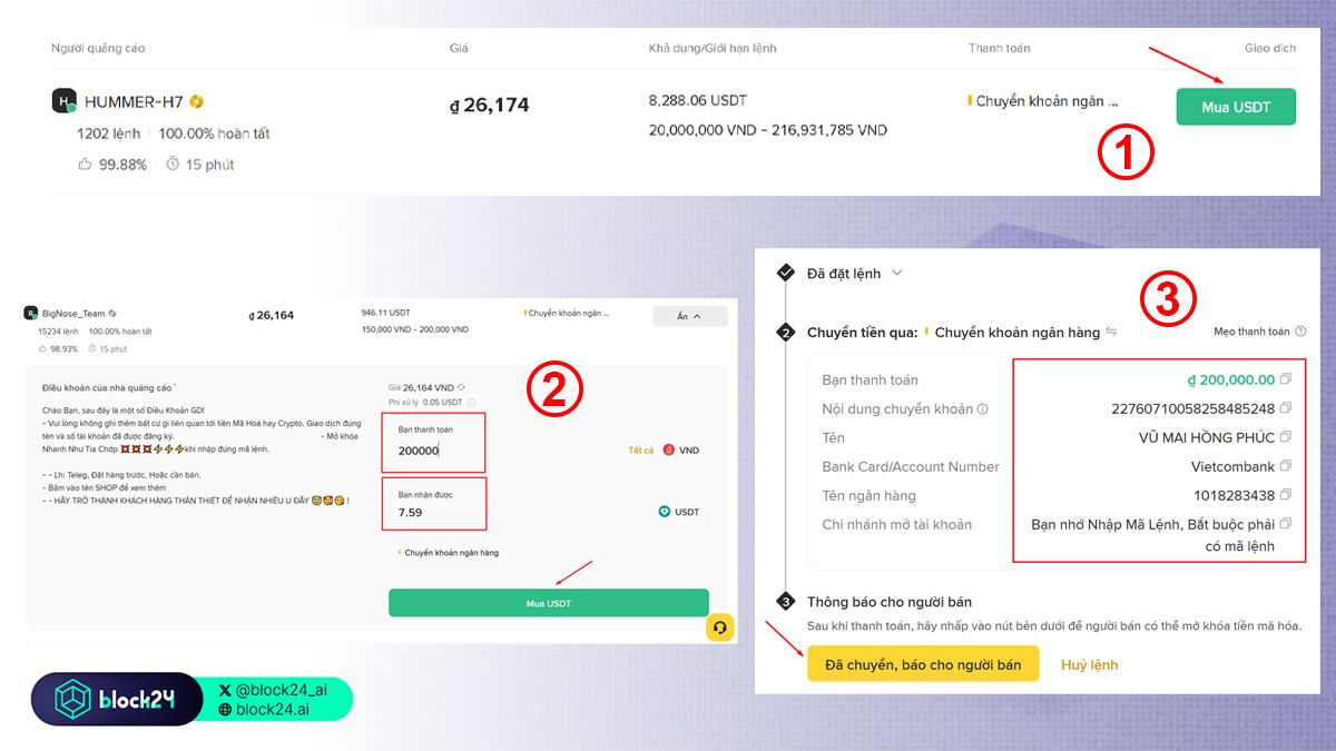 Các bước mua USDT