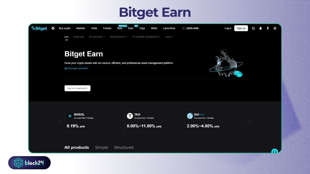 Lãi suất ổn định của Bitget Earn