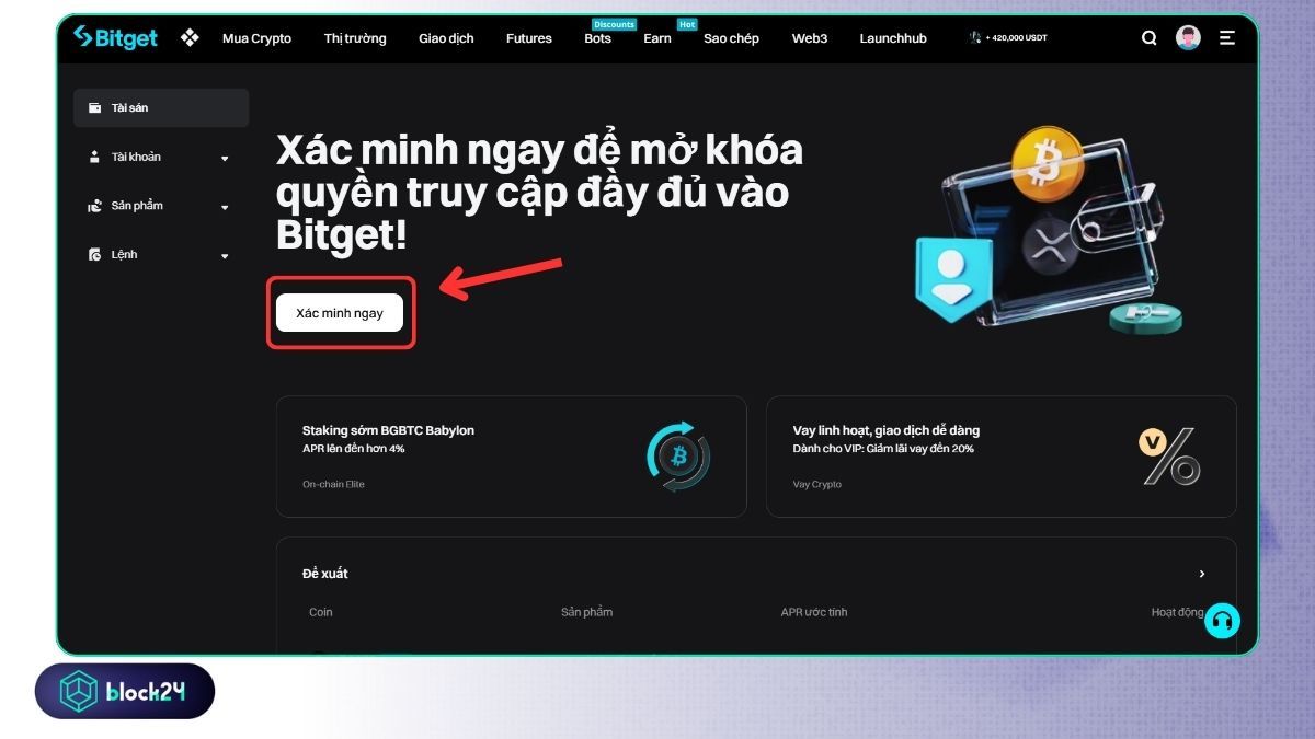 Thực hiện KYC trên sàn Bitget