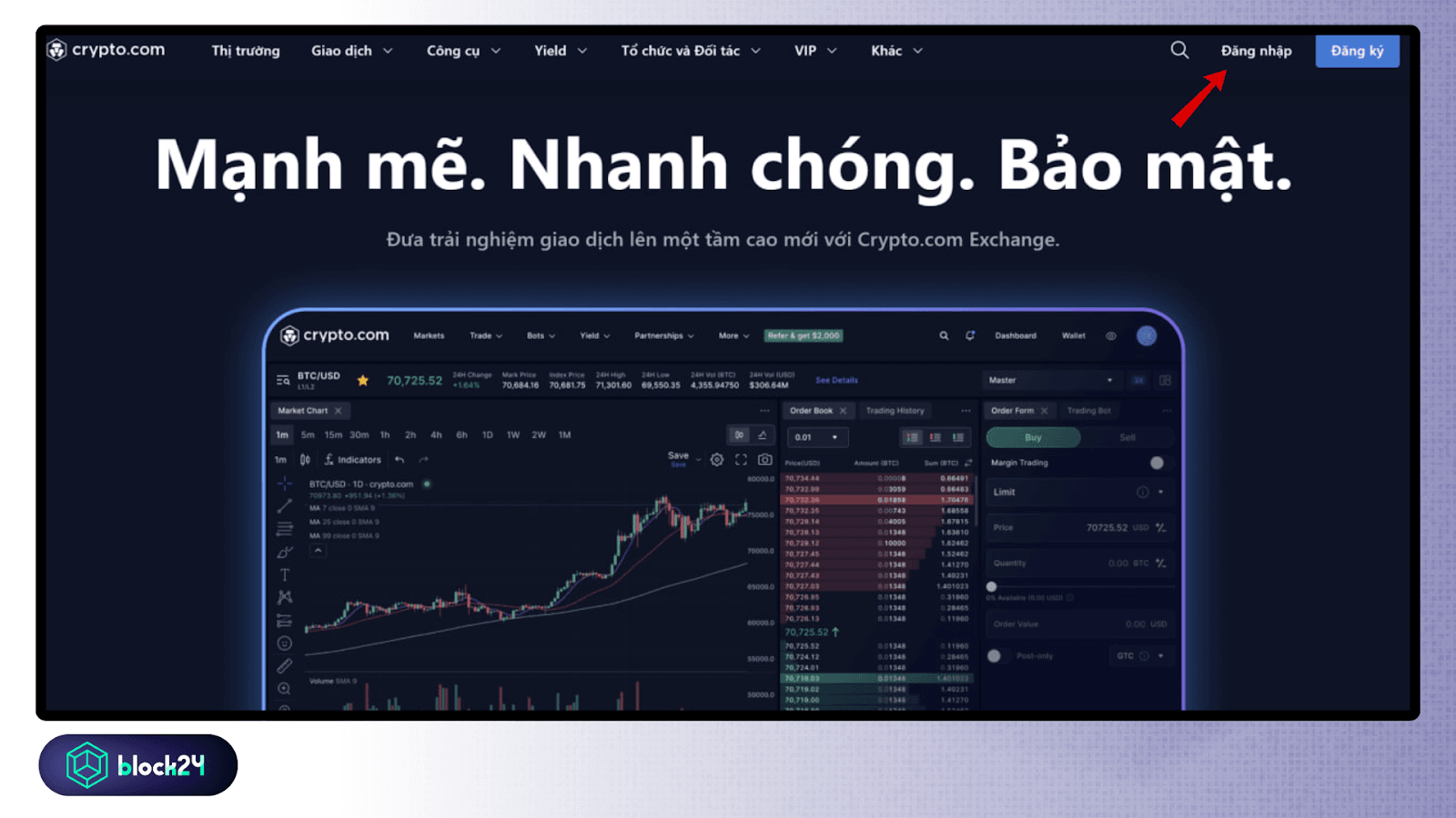 Click vào Đăng nhập