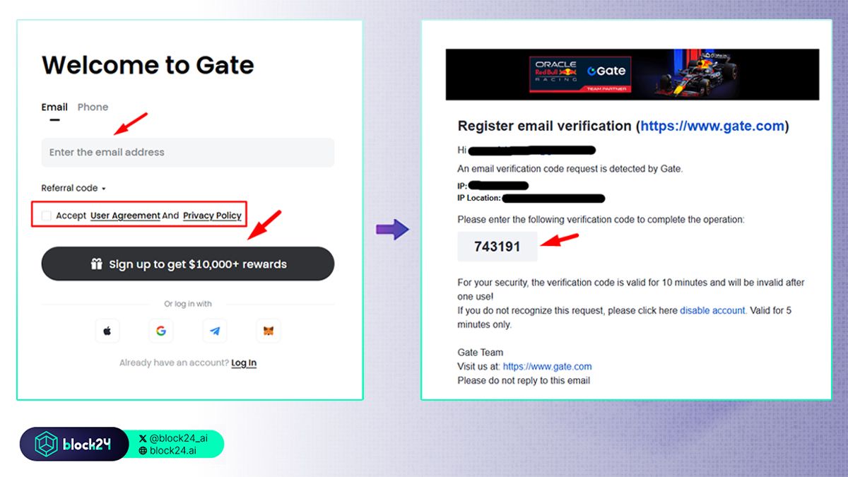 Nhập Email/Số điện thoại và copy verification code