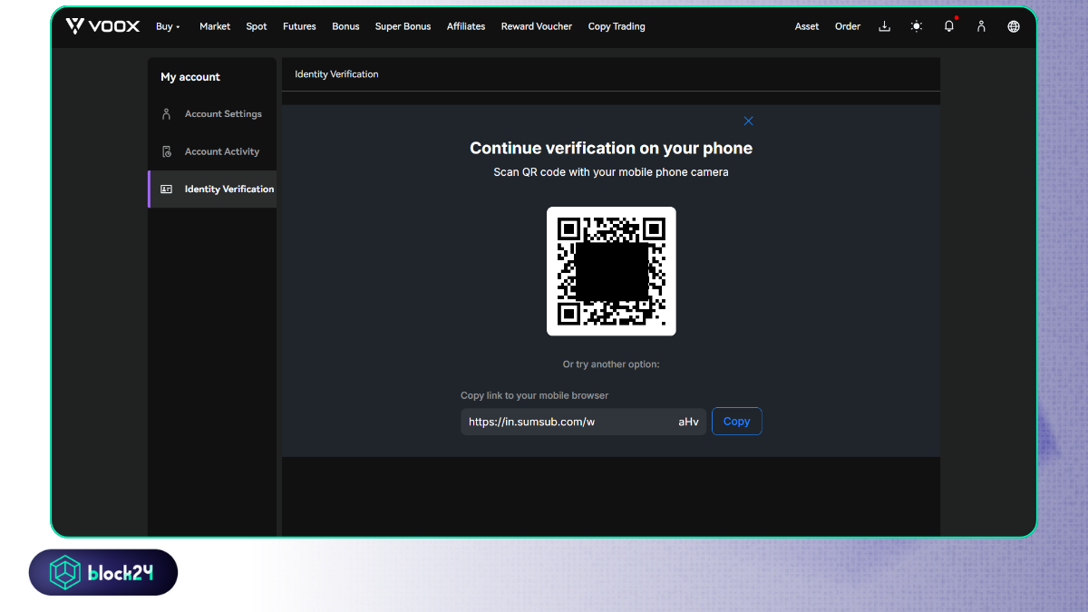 Quét mã QR để tiến hành KYC trên điện thoại