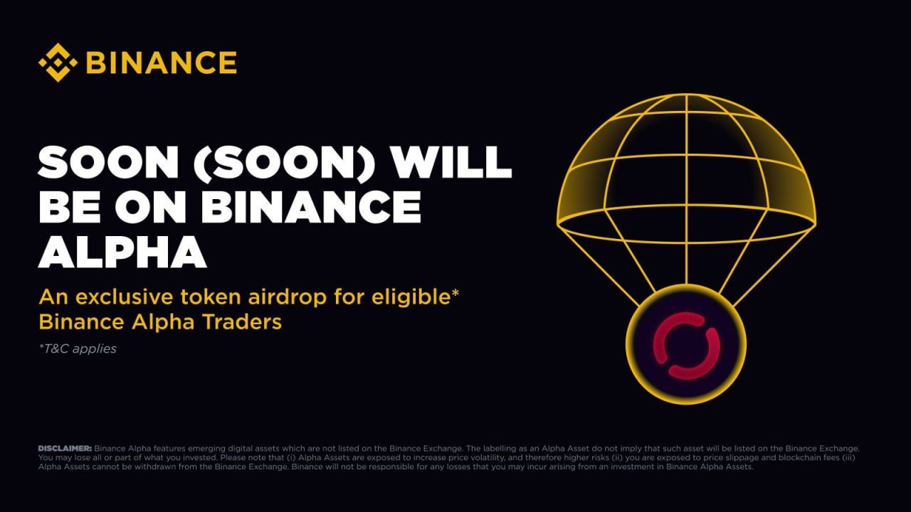 Binance Alpha sẽ airdrop SOON (Soon) cho người dùng vào ngày 23/5/2025!