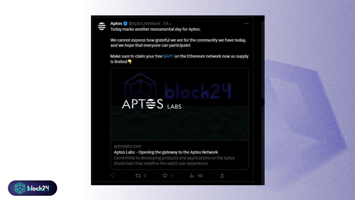Trang X của Aptos bị hack và gửi link airdrop giả mạo